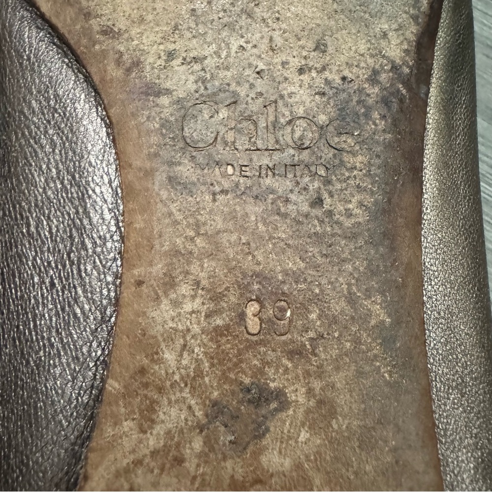 Chloe Lauren Gold Metallic Leather Scallop Ballet Flat - Picture 3 of 6